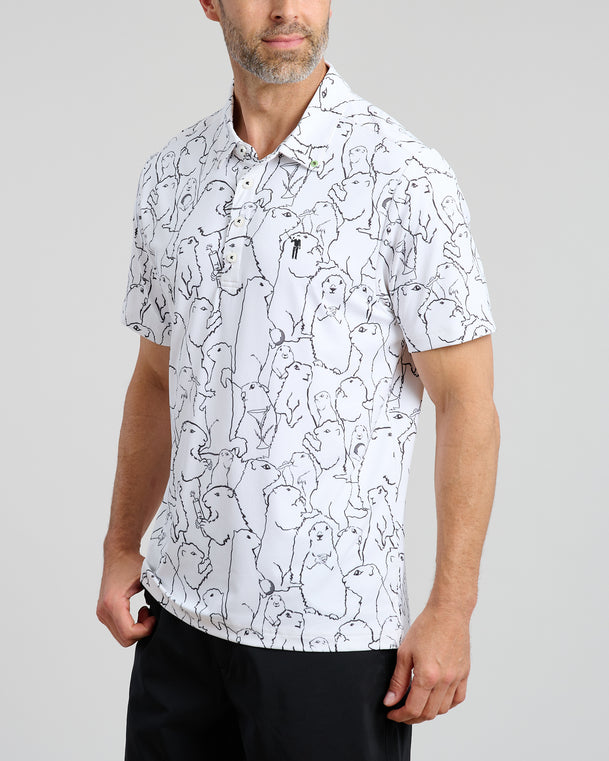 Gopher All Over Men's Polo | White | Front | William Murray Golf