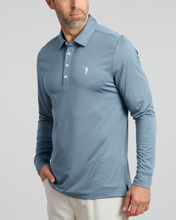 Murray Classic Men's Long Sleeve Polo | Water | Angle | William Murray Golf