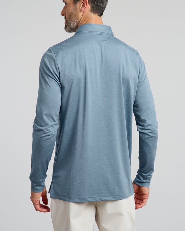 Murray Classic Men's Long Sleeve Polo | Water | Back | William Murray Golf