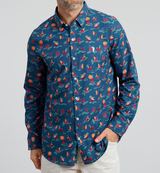 Old Fashioned Holiday Men's Long Sleeve Button Down