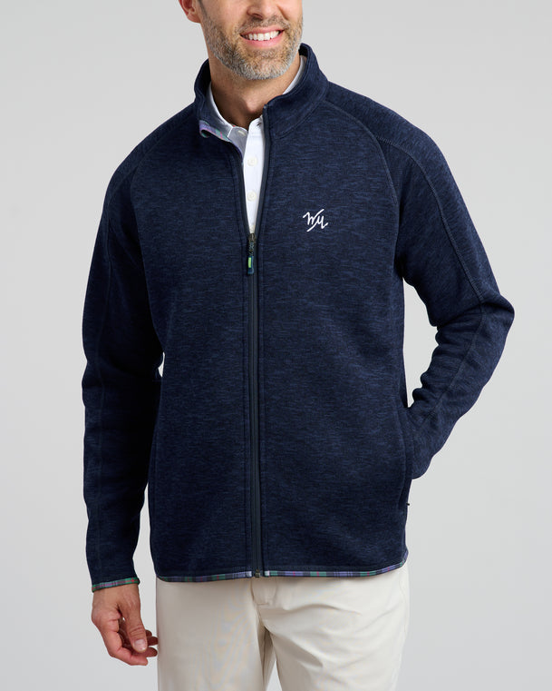 Flop Shot Men's Full Zip Jacket | Navy | Front | Studio | William Murray Golf