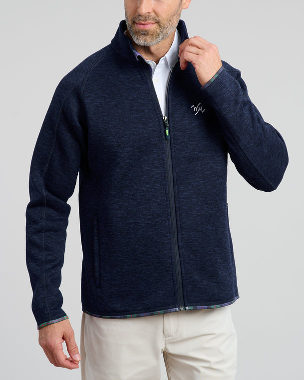 Flop Shot Men's Full Zip Jacket | Navy | Front 2 | Studio | William Murray Golf