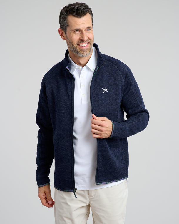 Flop Shot Men's Full Zip Jacket | Navy | Unzipped | Studio | William Murray Golf