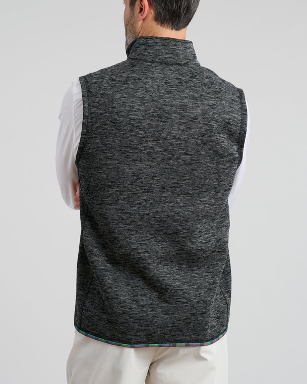 Flop Shot Men's Full Zip Vest | Charcoal | Back | Studio | William Murray Golf