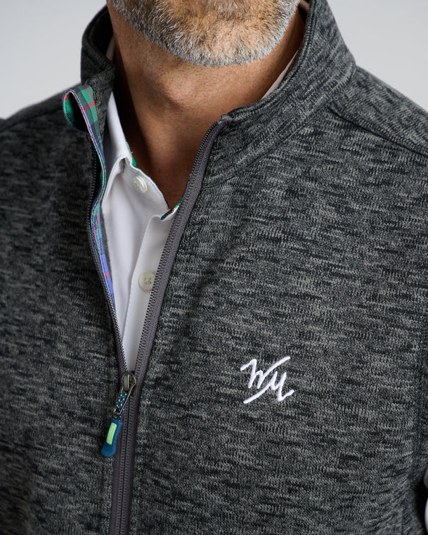 Flop Shot Men's Full Zip Vest | Charcoal | Front | Detail | William Murray Golf