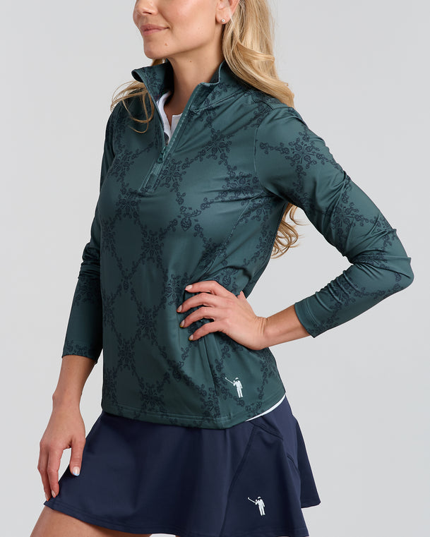 Moose Mulligans Women's Pocket Pullover | Spruce | Angle 2 | William Murray Golf