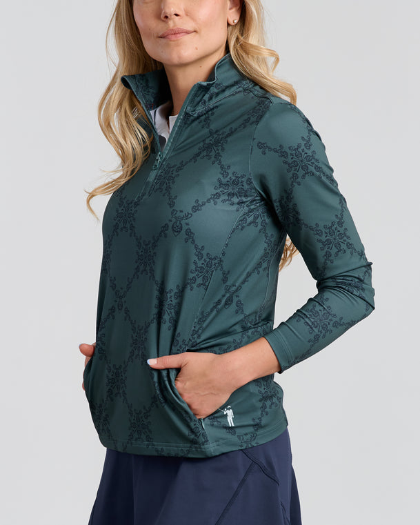 Moose Mulligans Women's Pocket Pullover | Spruce | Angle | William Murray Golf