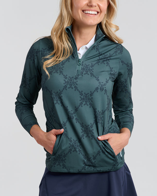 Moose Mulligans Women's Pocket Pullover | Spruce | Front | William Murray Golf