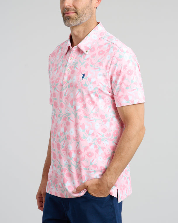 In Bloom Men's Polo | Pink | Angle 2 |  William Murray Golf