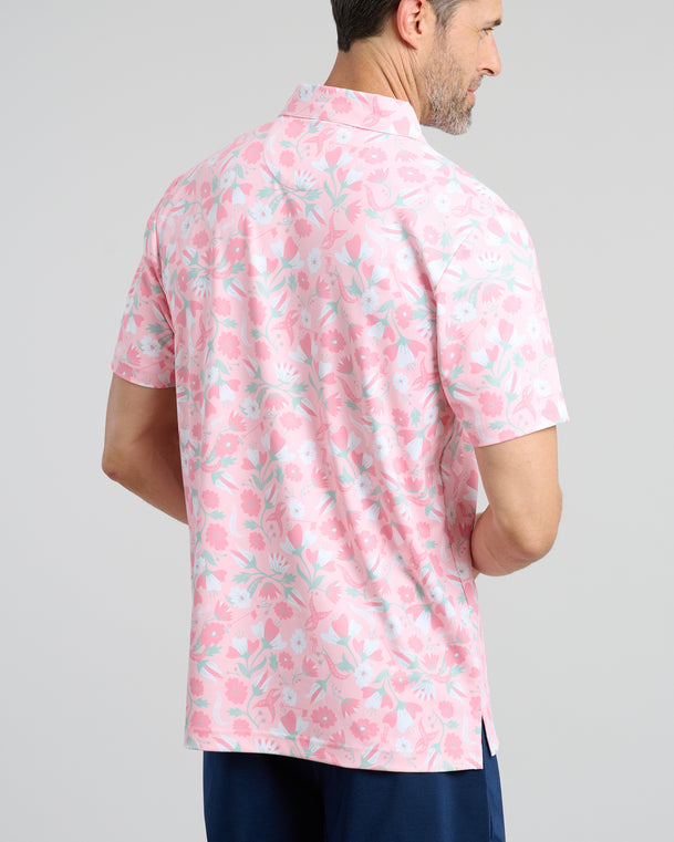 In Bloom Men's Polo | Pink | Back 2 | William Murray Golf