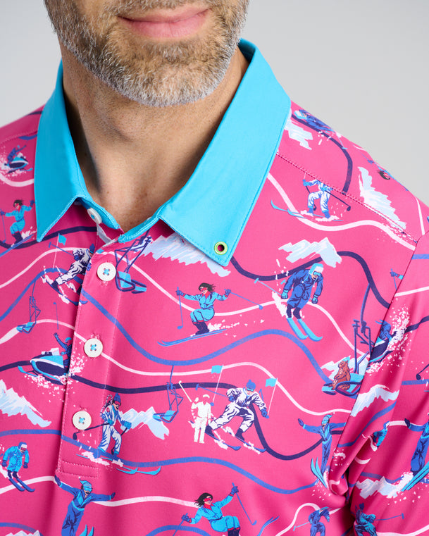 Moguls Not Mulligans Men's Polo | Pink | Collar | William Murray Golf