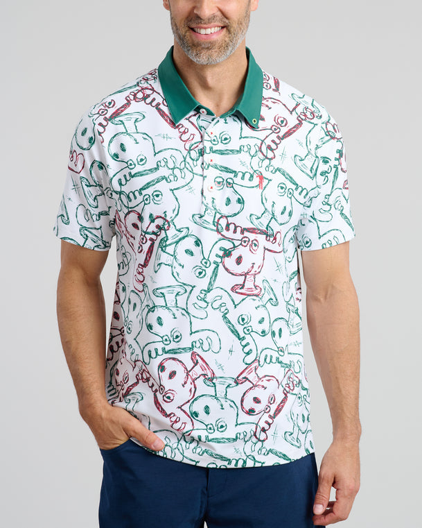 Tipsy & Bright Men's Polo | White | Front 2 | William Murray Golf