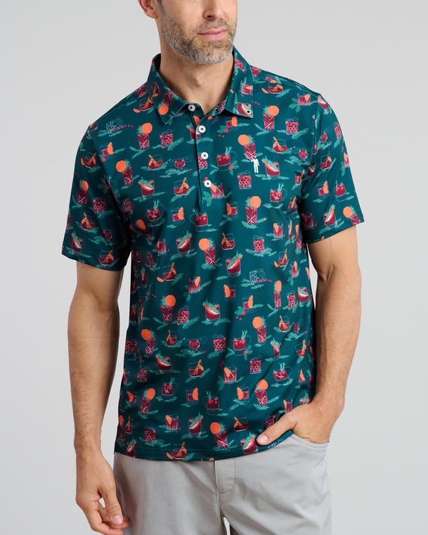 Old Fashioned Holiday Men's Polo | Forest | Front | William Murray Golf