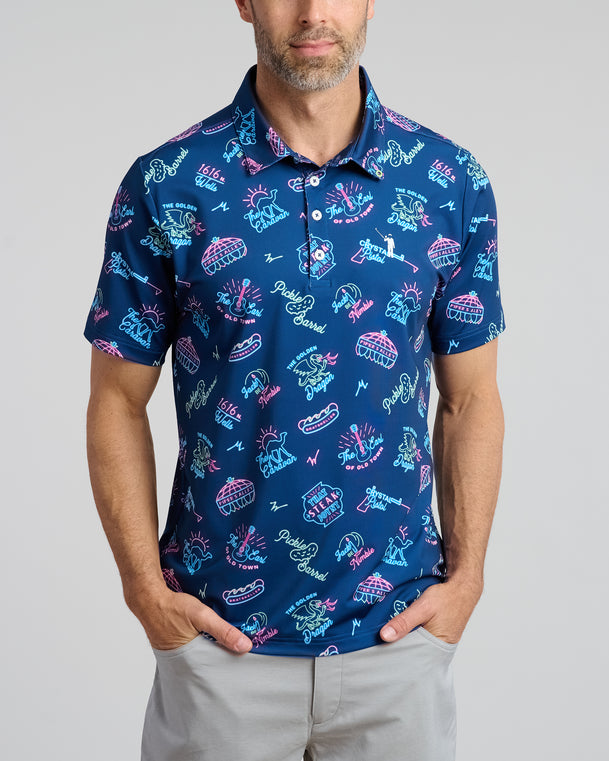 Under The Lights Men's Polo | Navy | Front | William Murray Golf