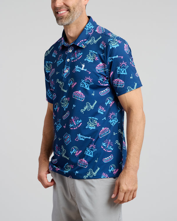 Under The Lights Men's Polo | Navy | Angle | William Murray Golf