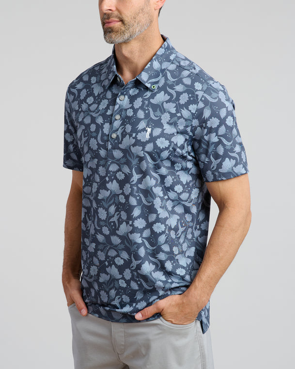 In Bloom Men's Polo | Charcoal | Front | William Murray Golf