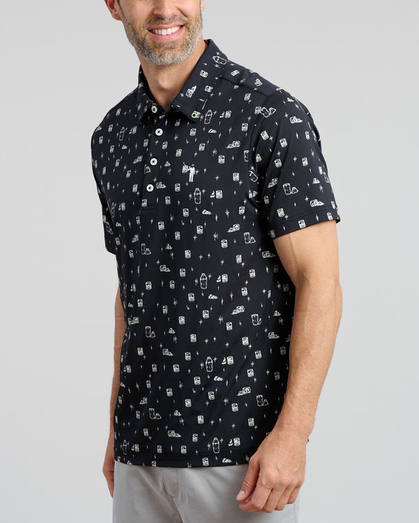 Off the Rocks Men's Polo | Black | Angle 2 | William Murray Golf