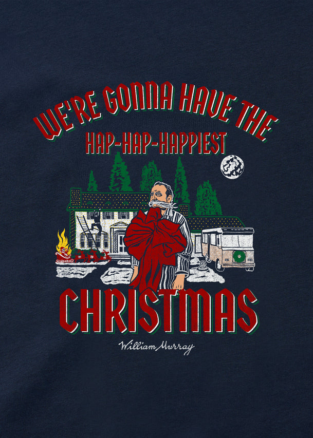 Hap Hap Happiest Christmas T-Shirt | Navy | Graphic | William Murray Golf