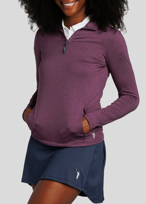 Chip Shot Women's Pocket Pullover | Plum | Front | Studio | William Murray Golf