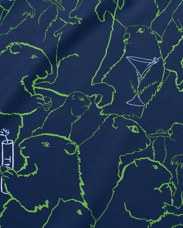 Gopher All Over Men's Polo | Navy/Green | Detail | William Murray Golf