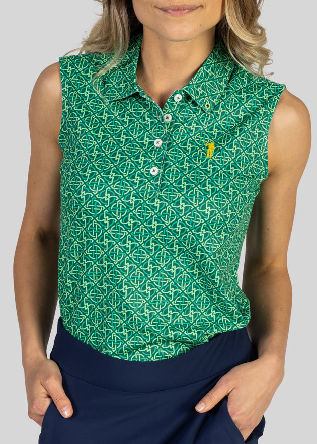 Women's cotton sleeveless polo shirts 2025 forrest green