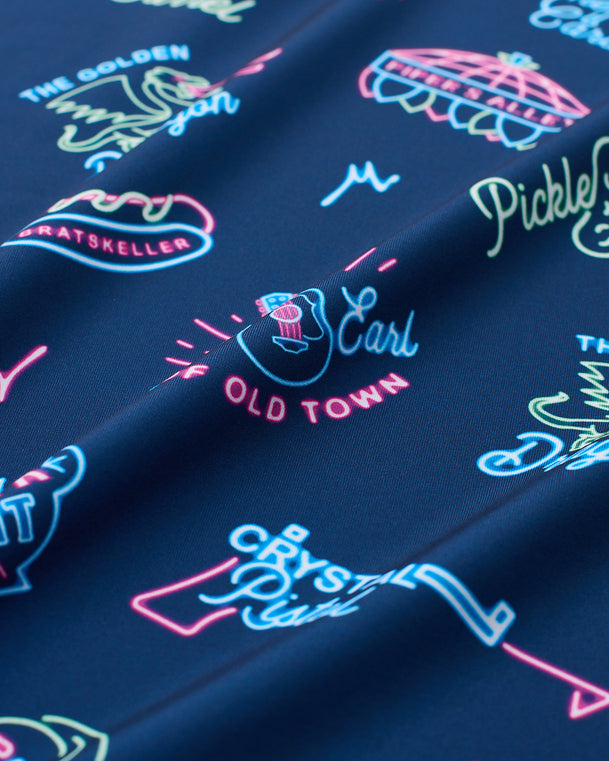 Under The Lights Men's Polo | Navy | Detail | William Murray Golf